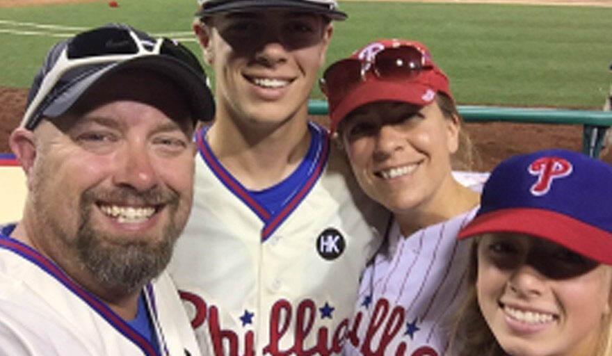 Cheryl with her family at a Philadelphia Phillies game