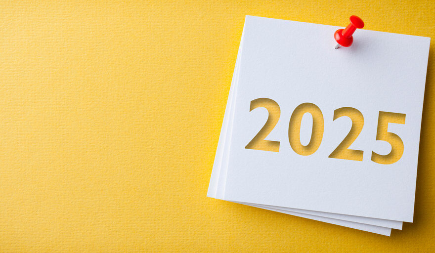 Yellow background with a pinned note that says "2025"